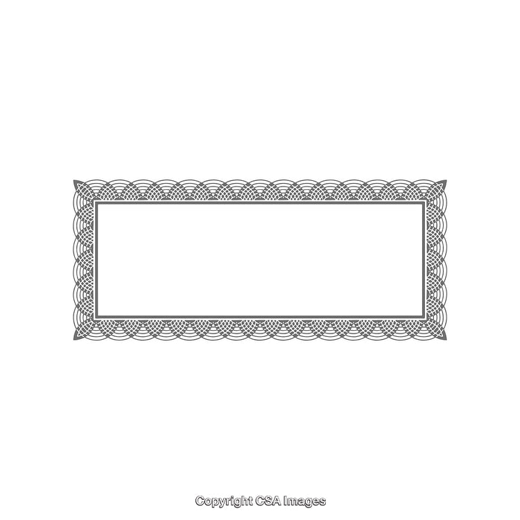 Intricate Rectangular Frame With Decorative Border and Open Center Space