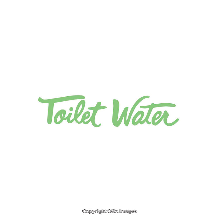 Minimalistic Green Typography Design Stating Toilet Water on a White Background