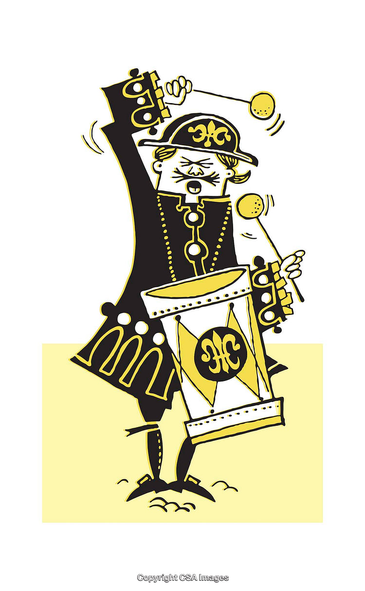 Cartoon Drummer Character in Vibrant Colors Illustrating Musical Enthusiasm