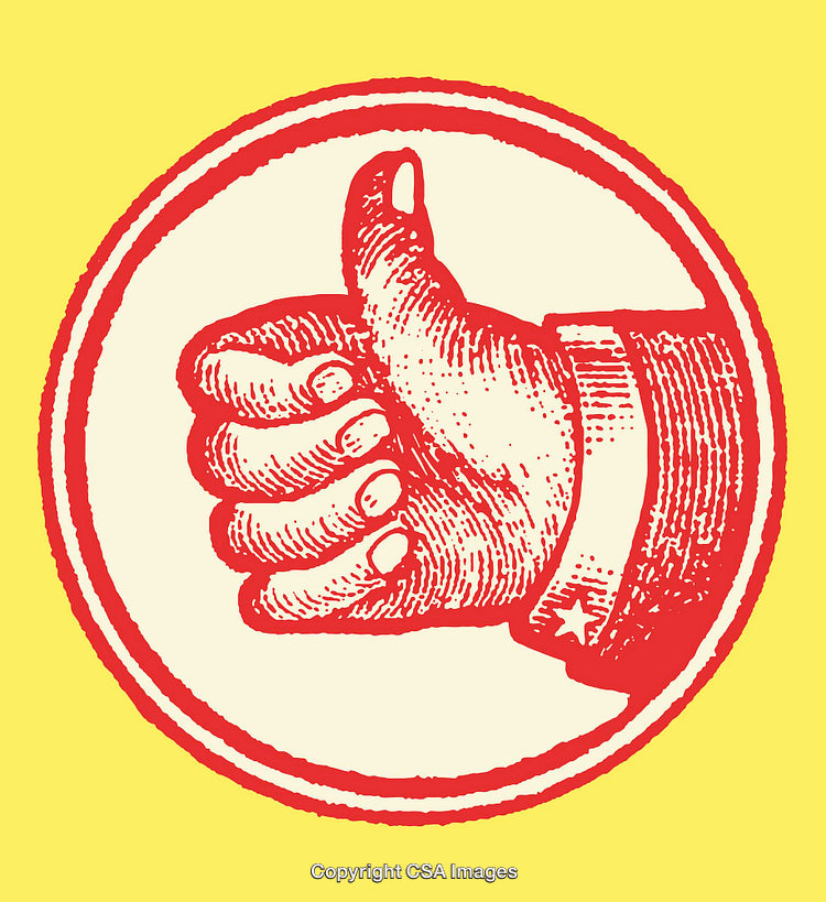 Vintage Thumbs Up Icon With Retro Circular Design and Yellow Background