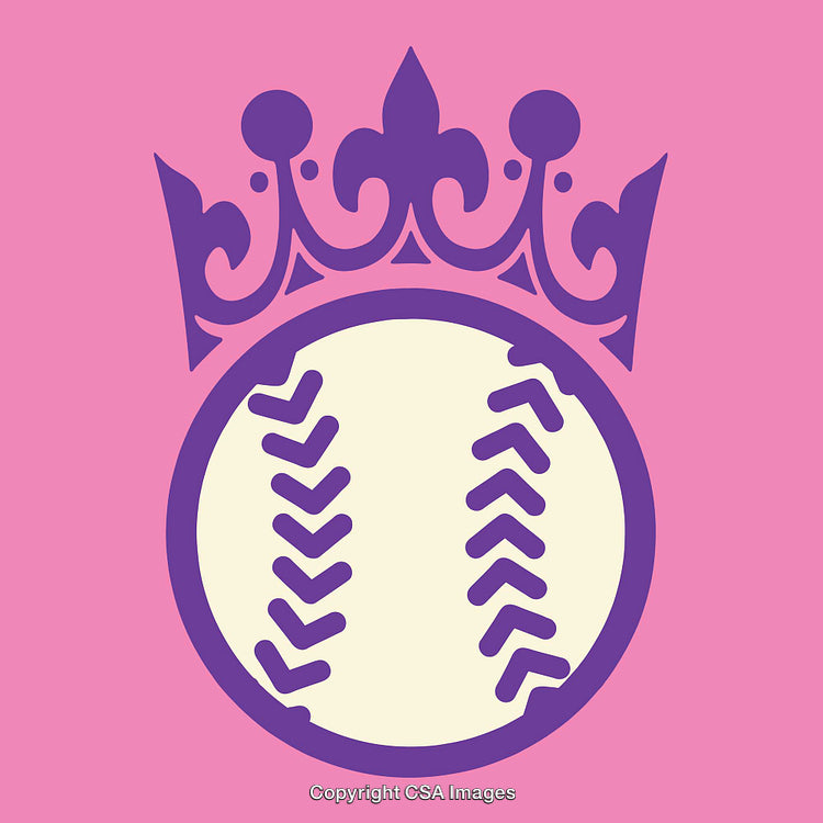 Pink and Purple Baseball with Crown Symbolizing Sports and Royalty