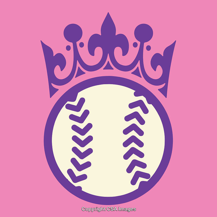 Pink and Purple Baseball with Crown Symbolizing Sports and Royalty