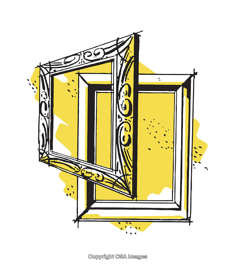 Hand-Drawn Artistic Frames with Decorative Yellow Abstract Background