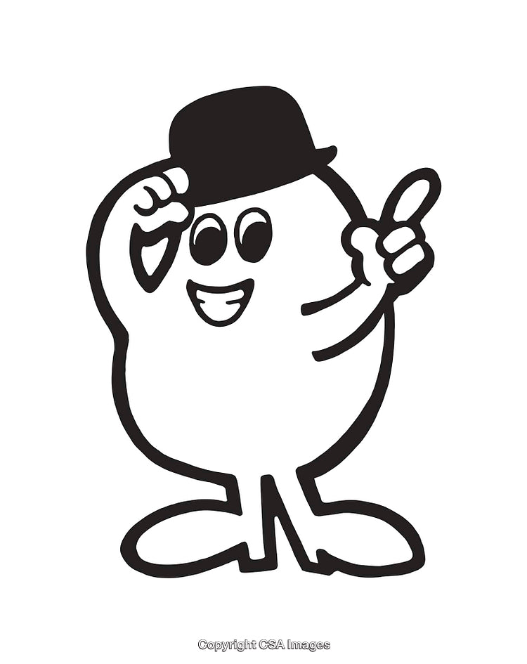 Cheerful Cartoon Character Line Art Illustration with a Hat and Friendly Gesture