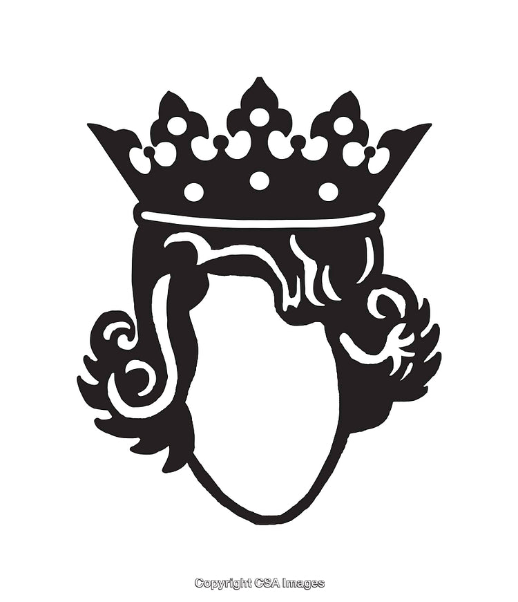 Monochrome Illustration of A Crowned Hair Silhouette in Line Art Style