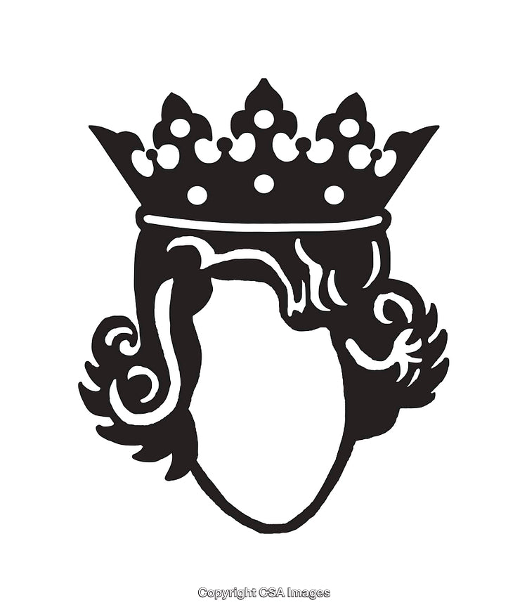 Monochrome Illustration of A Crowned Hair Silhouette in Line Art Style