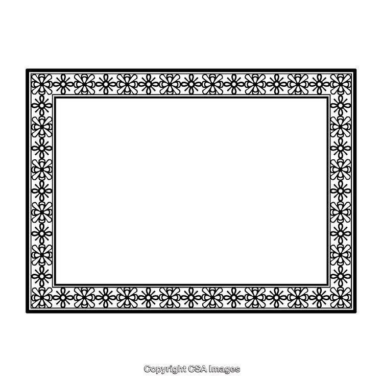 Elegant Black and White Border with Intricate Floral Design