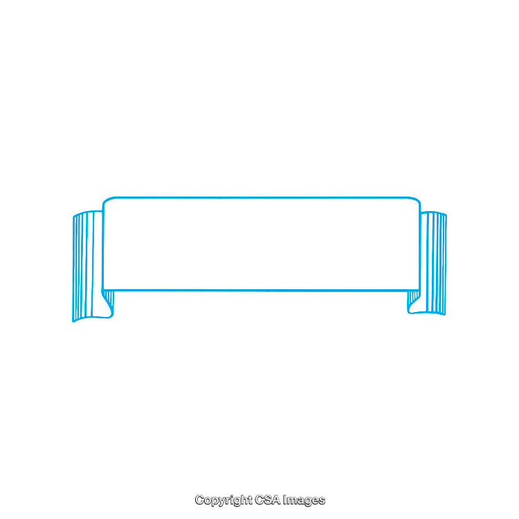 Simple Blue Ribbon Banner Frame Illustration on White Background