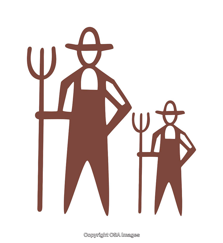 Rustic Styled Icon Illustrations Depicting Farmers Holding Pitchforks