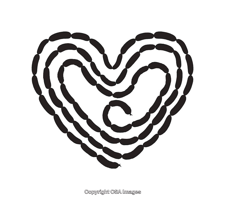 Heart Shape Designed with Sausage Links in Artistic Black and White