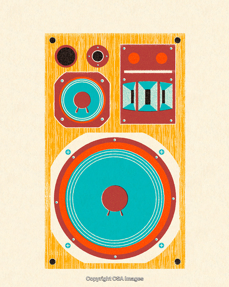 Abstract Speaker Design Featuring Vibrant Colors and Geometric Patterns
