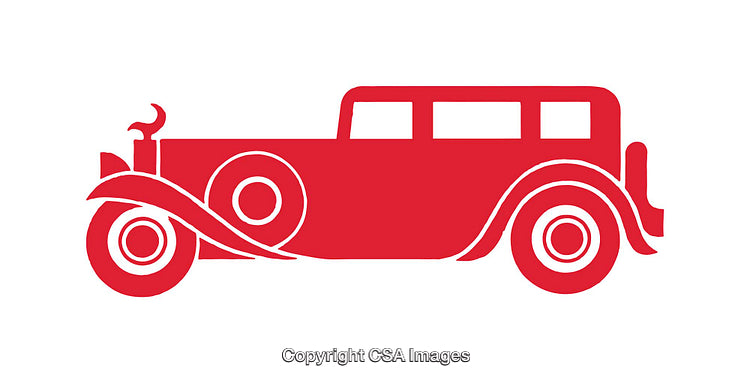 Vintage Red Car Icon Illustration with Elegant Classic Automobile Design
