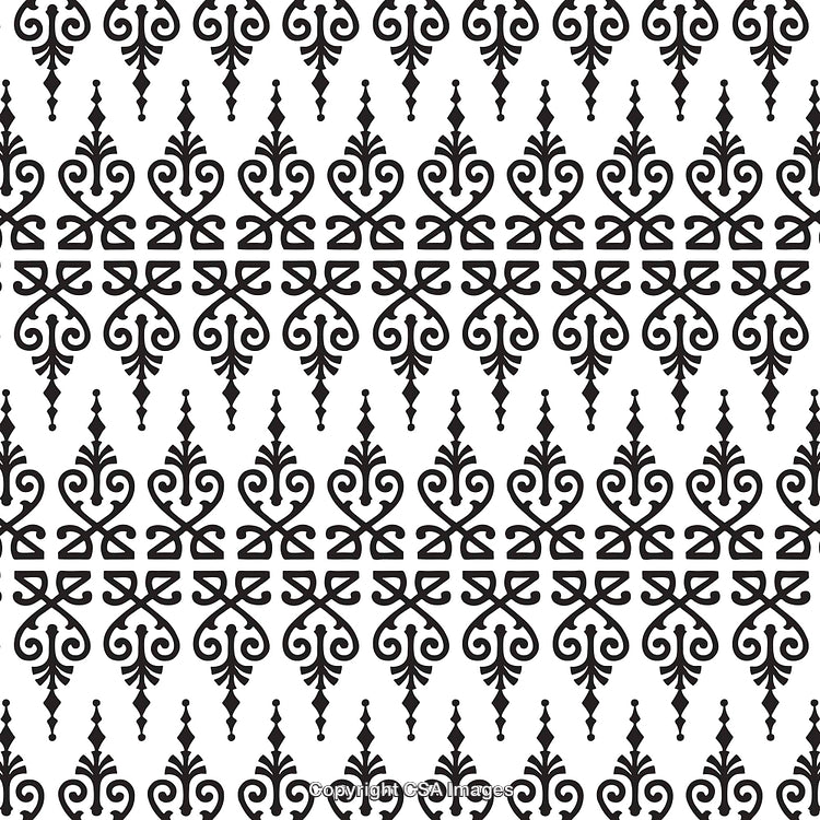 Black and White Ornamental Pattern with Intricate Floral Motifs