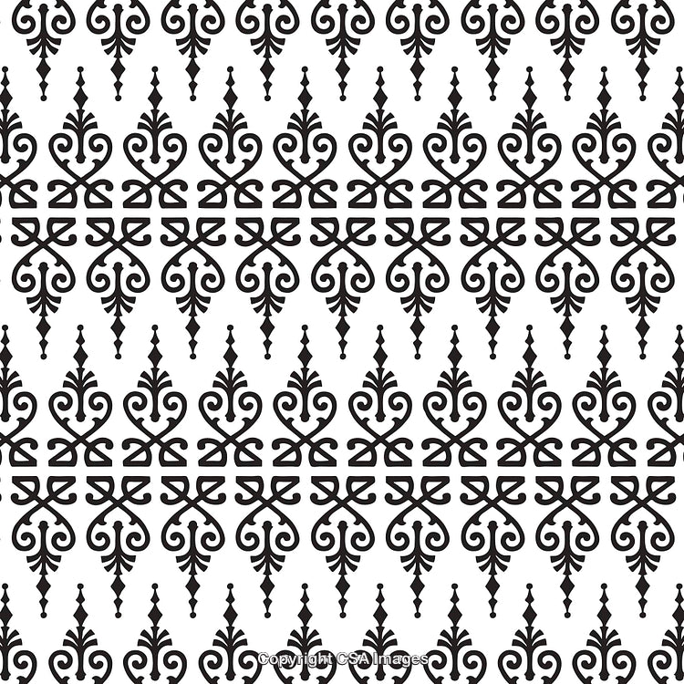 Black and White Ornamental Pattern with Intricate Floral Motifs