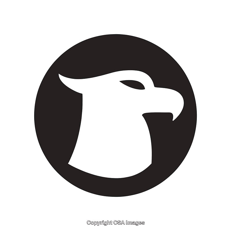Black and White Hawk Icon in Circular Design