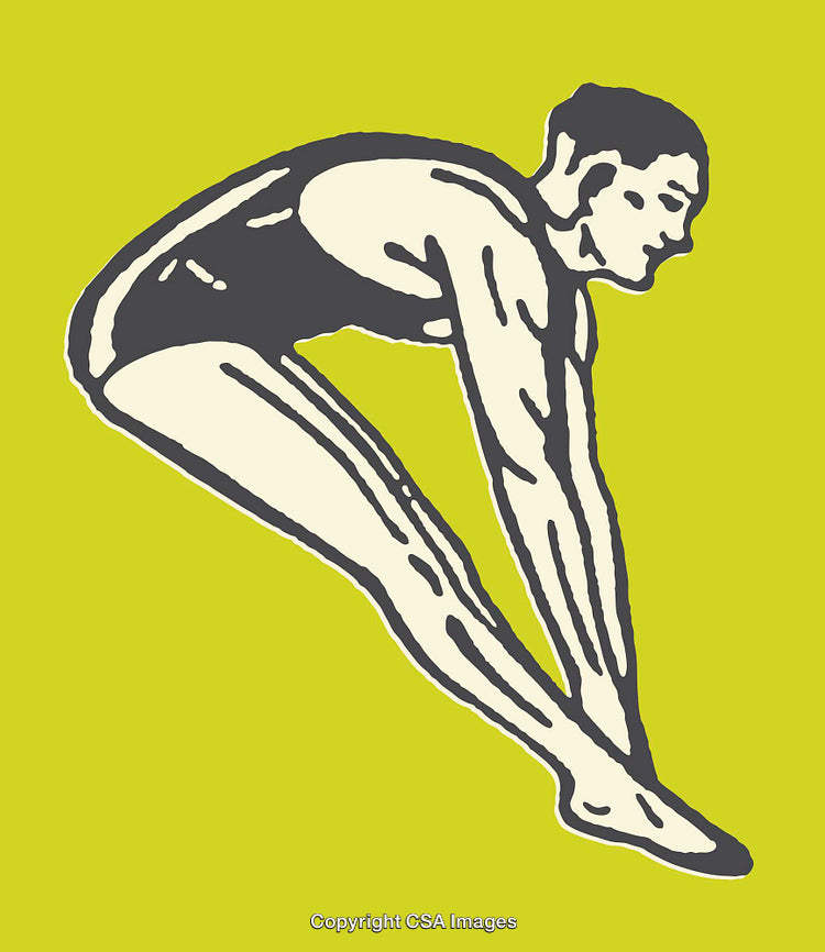 Vintage Style Illustration of a Diver on a Bright Yellow Background