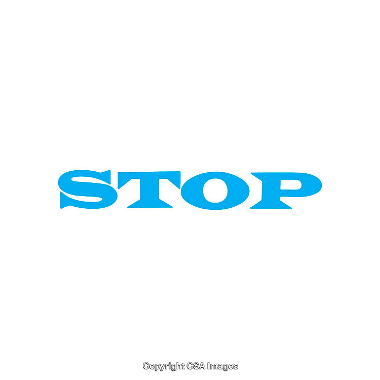 Blue Text STOP Logo Design on a White Background