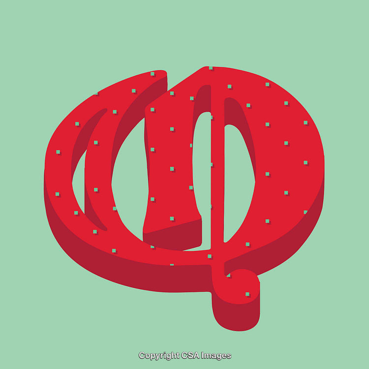 Creative Red Letter O with Dot Details on Green Background