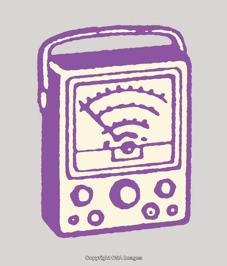 Vintage Handheld Device Line Art in Retro Color Scheme