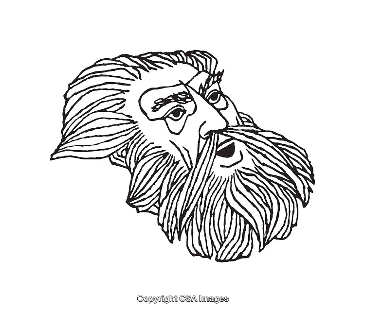 Black and White Line Art of a Bearded Face Illustration