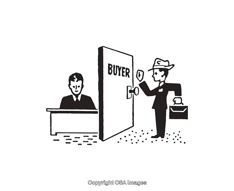 Business Interaction Line Art Illustration Featuring Door and Professional