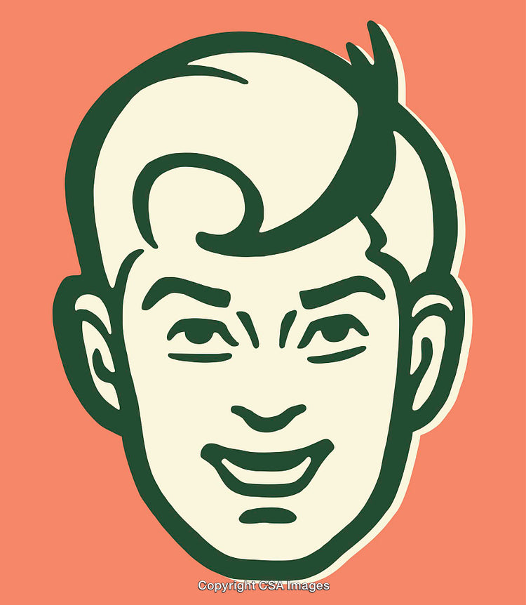 Retro Styled Smiling Face Illustration in Bold Simple Color Art