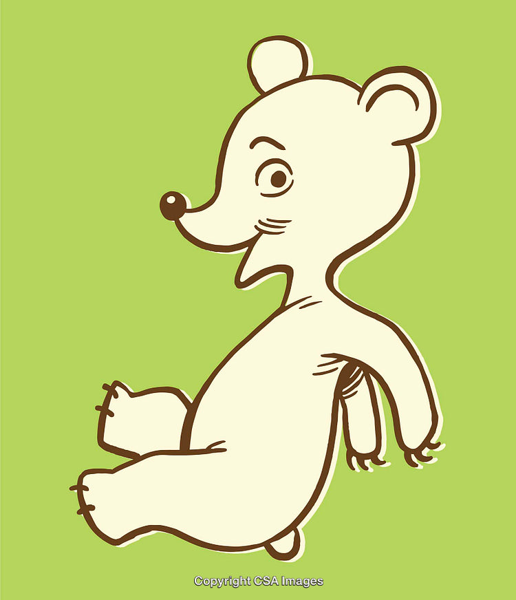 Playful Cartoon Illustration of a Bear on a Green Background