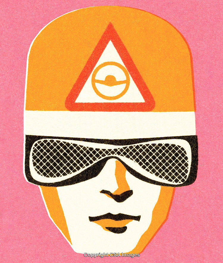 Abstract Retro Illustration of Futuristic Figure With Bold Colors and Shapes