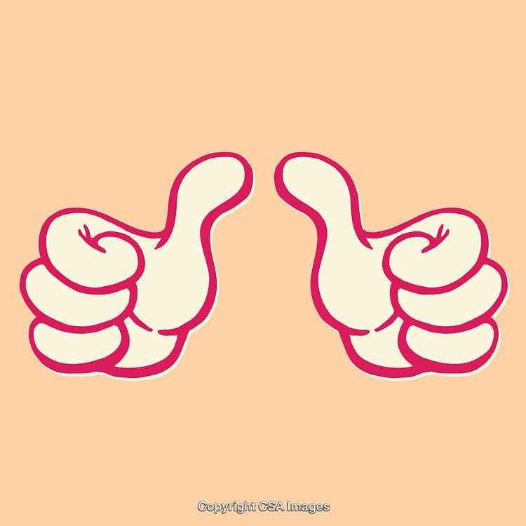 Colorful Line Art Illustration of Two Thumbs Up Symbol on Solid Background