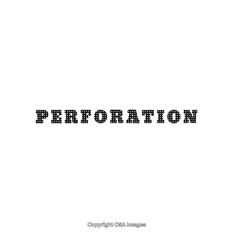 Perforation Styled Text with Decorative Font on White Background