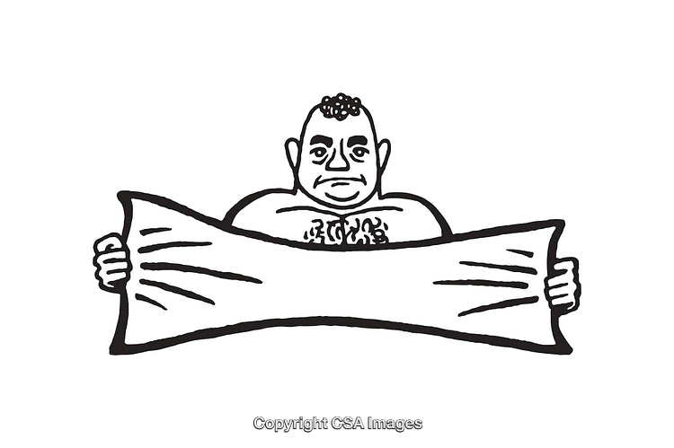 Illustration of a Strongman Holding and Stretching a Flexible Cloth