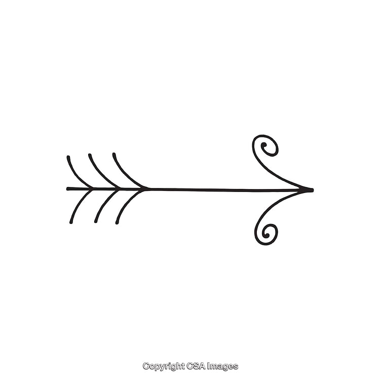 Black and White Decorative Arrow Impactful Vector Illustration