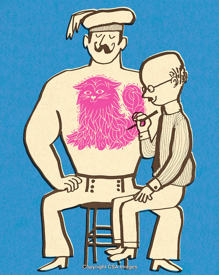 Illustration of a Tattoo Artist Creating Art on a Muscular Client