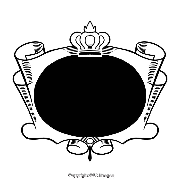 Elegant Black and White Border with Crown and Scroll Design