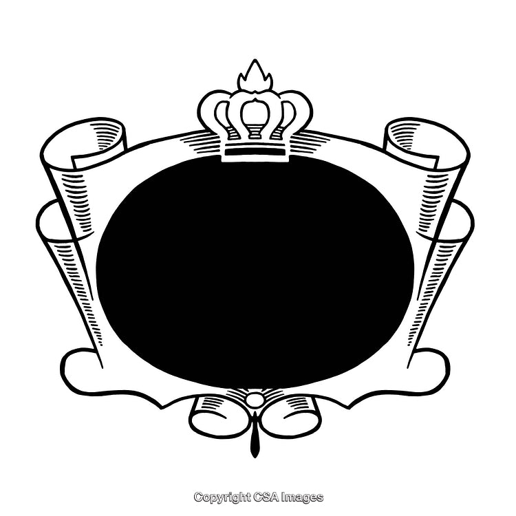 Elegant Black and White Border with Crown and Scroll Design