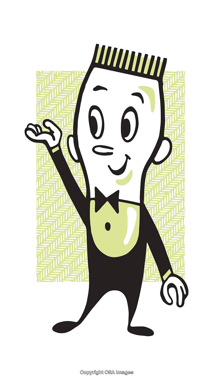 Colorful Retro-Style Cartoon Figure with a Friendly Greeting Gesture