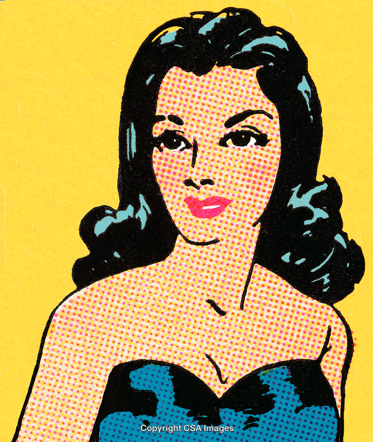 Colorful Comic Illustration of a Woman With Retro Design Style