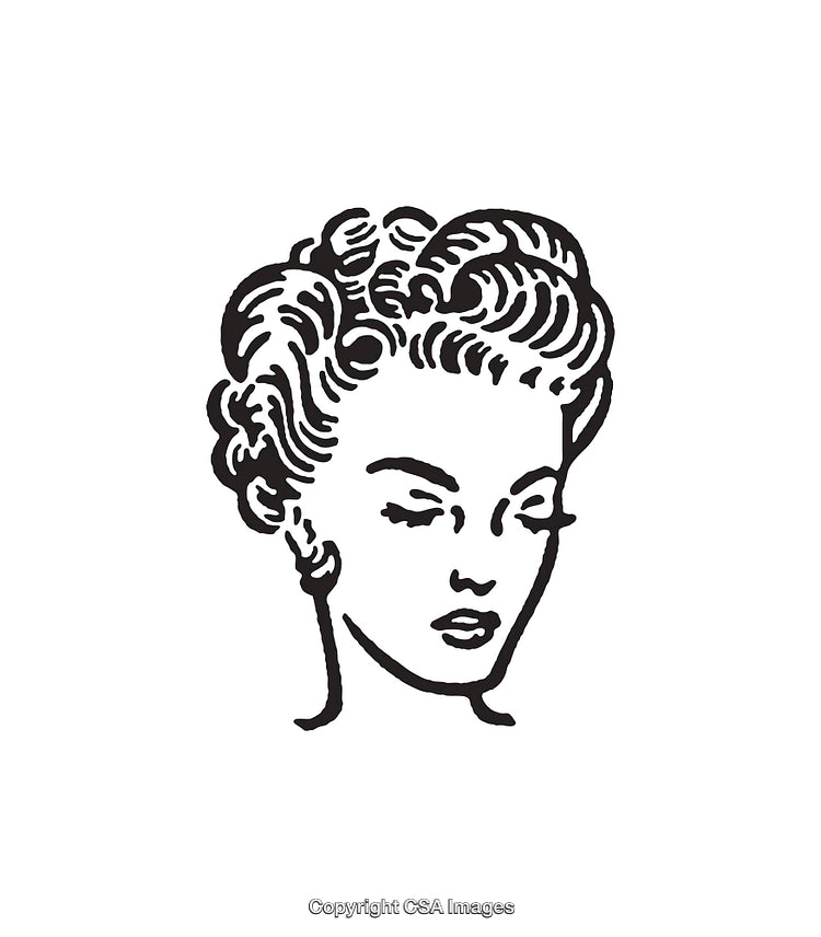 Elegant Black and White Line Art of a Woman's Face