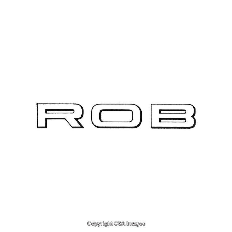 Bold Text Illustration of the Word 'ROB' in Black Outline Style