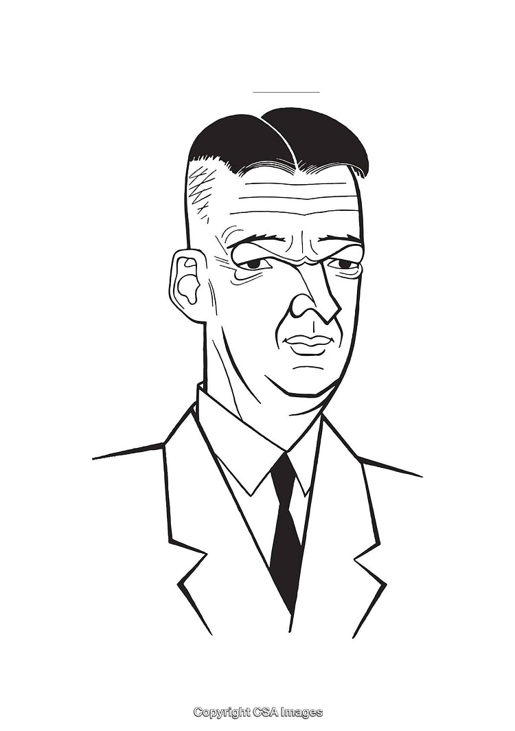 Black and White Line Art Illustration of a Professionally Dressed Man