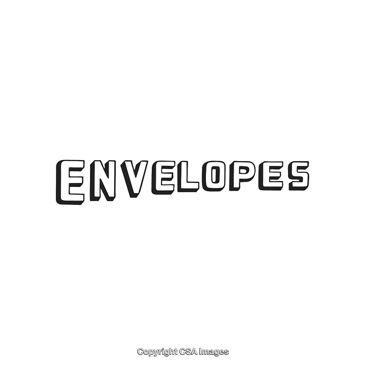 Monochrome Stylized Text Displaying the Word 'Envelopes' on White