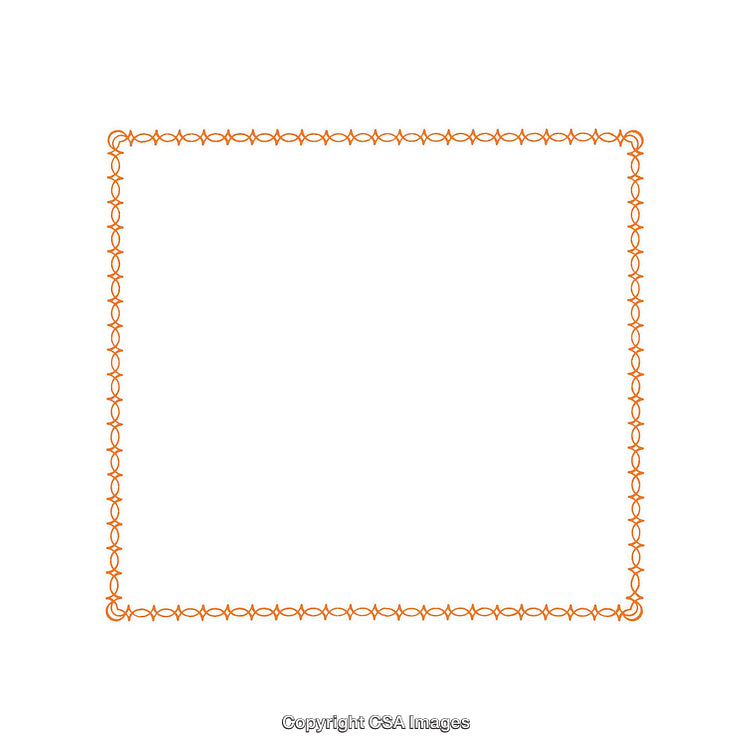 Minimalist Orange Barbed Border on a White Background