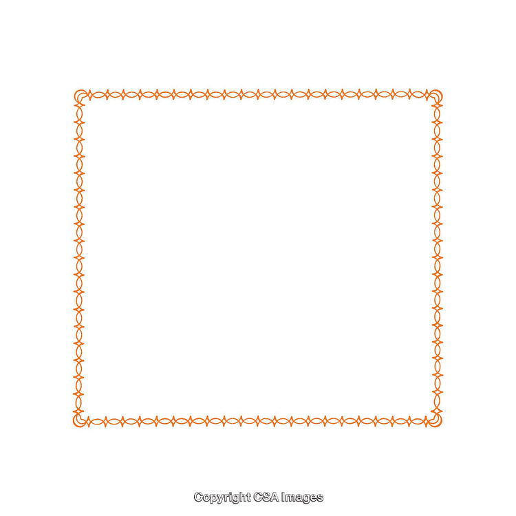 Minimalist Orange Barbed Border on a White Background