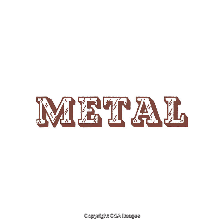 Rustic Distressed Metal Text Typography on White Background