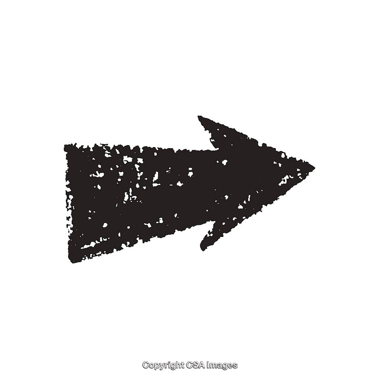 Black Grunge Textured Arrow Illustration on White Background