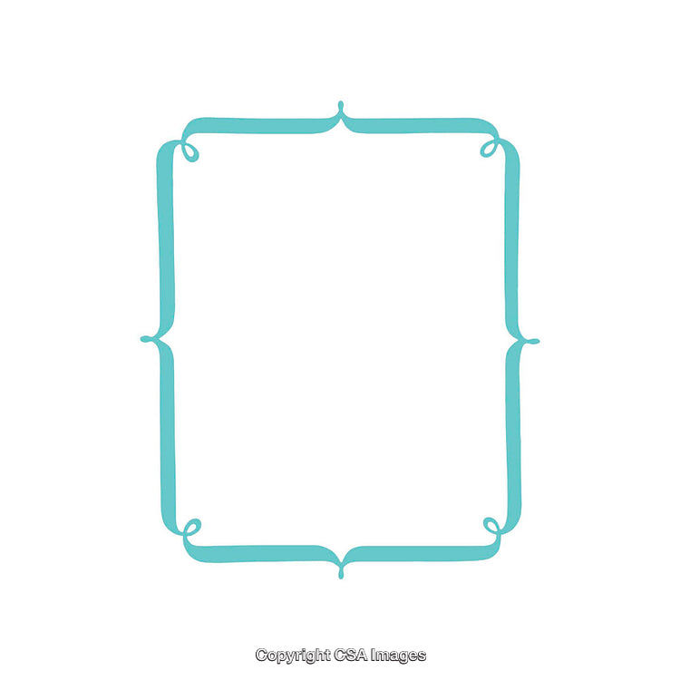 Turquoise Ornate Frame Illustration on a Clean White Background
