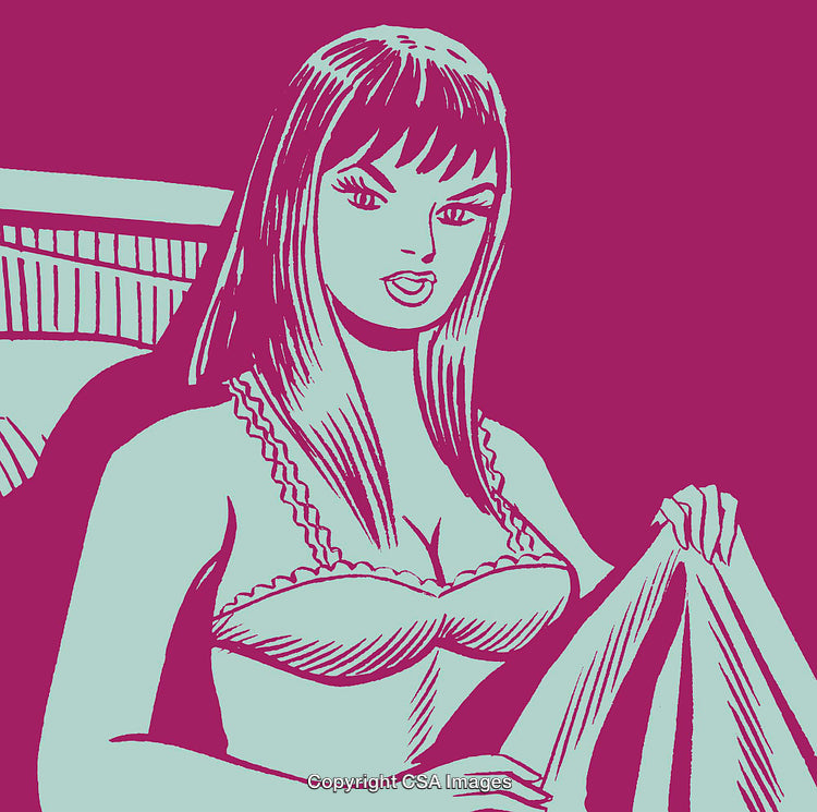 Stylized Retro Illustration of a Confident Woman in a Vintage Design