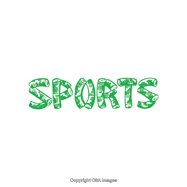 Green Sports-Themed Text Design on White Background with Bold Typography.