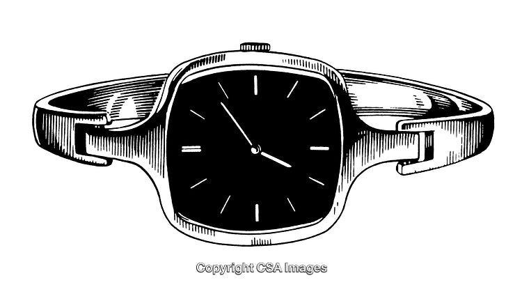 Elegant Black and White Illustration of a Wristwatch