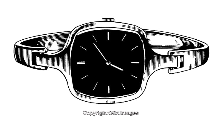 Elegant Black and White Illustration of a Wristwatch